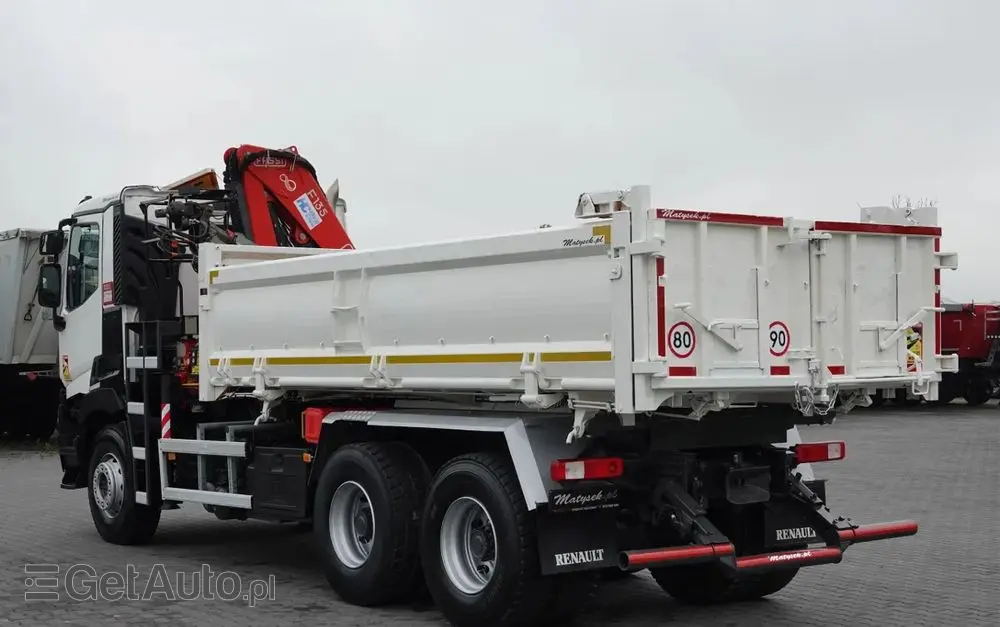 RENAULT C 380 / 6x4 / WYWROTKA 3 STRONNA  + HDS FASSI F135 / HYDROBURTA / EURO 6 / STEROWANIE RADIOWE / ROTATOR / BORDMATIC 