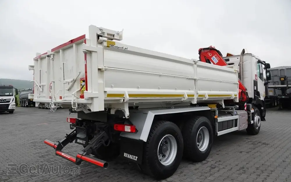 RENAULT C 380 / 6x4 / WYWROTKA 3 STRONNA  + HDS FASSI F135 / HYDROBURTA / EURO 6 / STEROWANIE RADIOWE / ROTATOR / BORDMATIC 