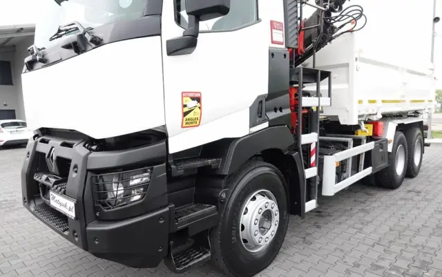 RENAULT C 380 / 6x4 / WYWROTKA 3 STRONNA  + HDS FASSI F135 / HYDROBURTA / EURO 6 / STEROWANIE RADIOWE / ROTATOR / BORDMATIC 