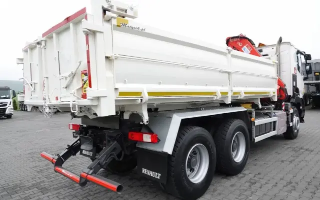 RENAULT C 380 / 6x4 / WYWROTKA 3 STRONNA  + HDS FASSI F135 / HYDROBURTA / EURO 6 / STEROWANIE RADIOWE / ROTATOR / BORDMATIC 