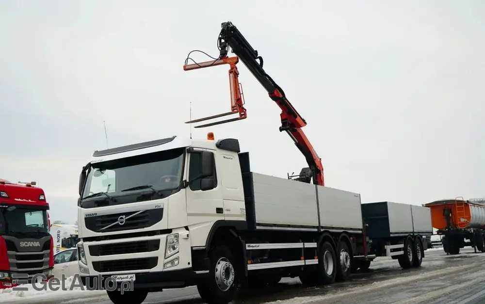 VOLVO FM 450 /  ZESTAW SKRZYNIOWY / HDS PALFINGER PK 16001-K / ROTATOR / WIDŁY / PRZYCZEPA / MANUAL / 