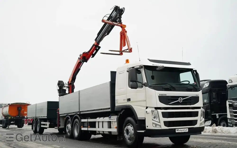 VOLVO FM 450 /  ZESTAW SKRZYNIOWY / HDS PALFINGER PK 16001-K / ROTATOR / WIDŁY / PRZYCZEPA / MANUAL / 