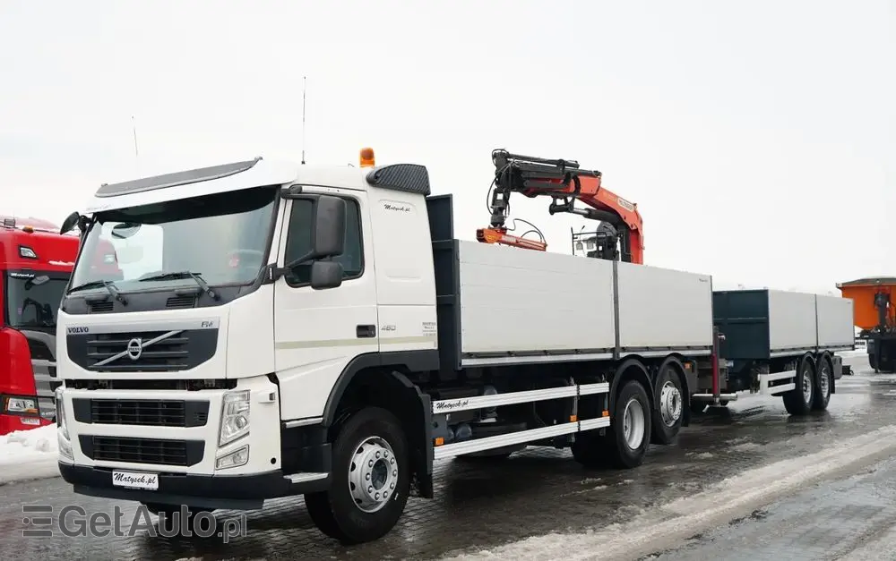 VOLVO FM 450 /  ZESTAW SKRZYNIOWY / HDS PALFINGER PK 16001-K / ROTATOR / WIDŁY / PRZYCZEPA / MANUAL / 