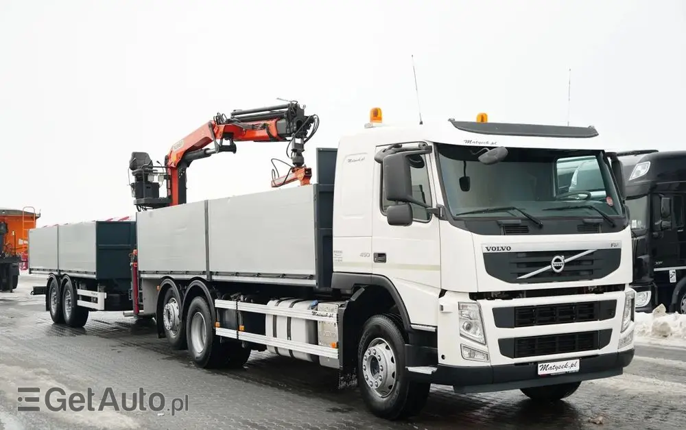 VOLVO FM 450 /  ZESTAW SKRZYNIOWY / HDS PALFINGER PK 16001-K / ROTATOR / WIDŁY / PRZYCZEPA / MANUAL / 