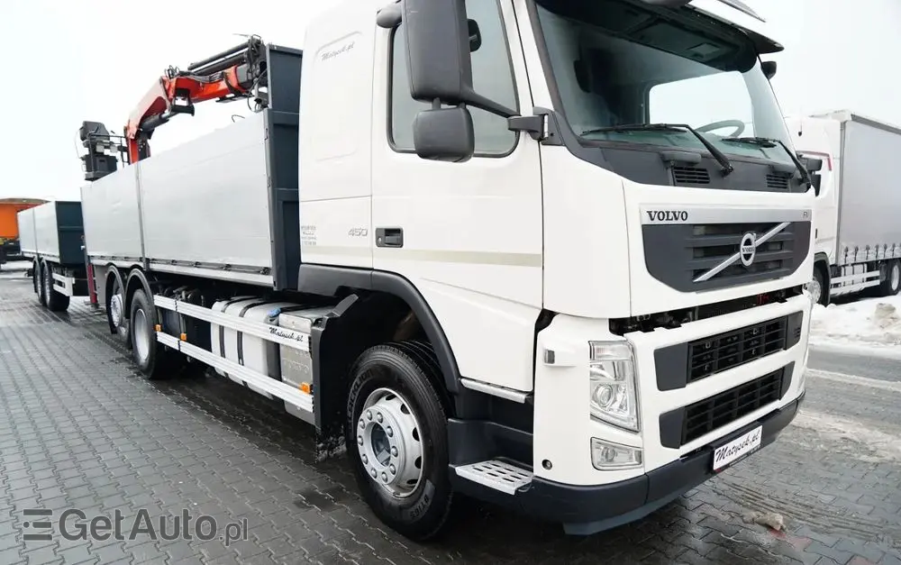 VOLVO FM 450 /  ZESTAW SKRZYNIOWY / HDS PALFINGER PK 16001-K / ROTATOR / WIDŁY / PRZYCZEPA / MANUAL / 