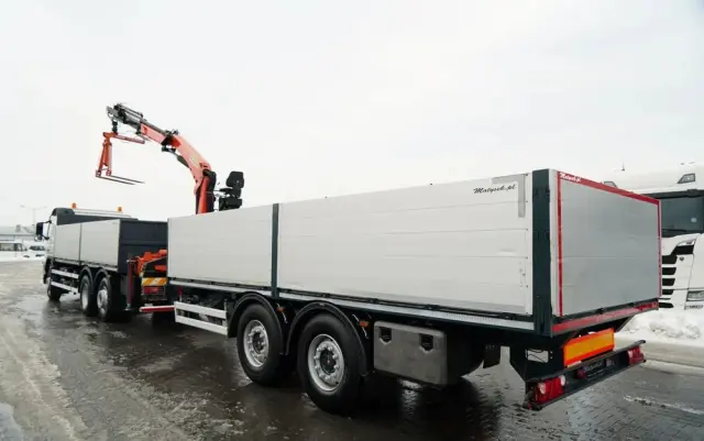 VOLVO FM 450 /  ZESTAW SKRZYNIOWY / HDS PALFINGER PK 16001-K / ROTATOR / WIDŁY / PRZYCZEPA / MANUAL / 