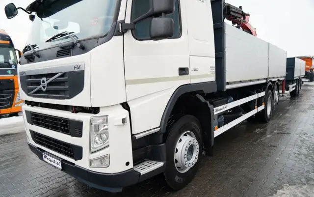 VOLVO FM 450 /  ZESTAW SKRZYNIOWY / HDS PALFINGER PK 16001-K / ROTATOR / WIDŁY / PRZYCZEPA / MANUAL / 