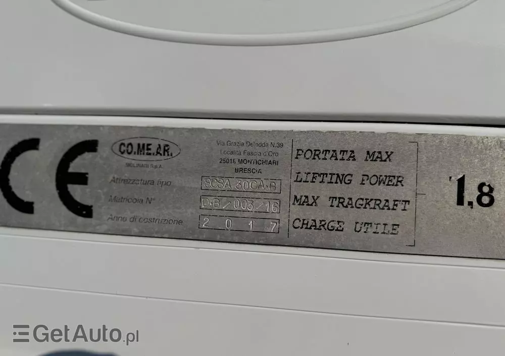 MERCEDES-BENZ Sprinter 316 CO.ME.AR. laweta hydrauliczna 2017 rok 