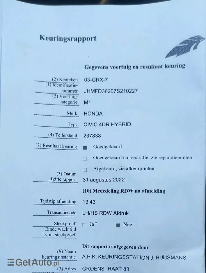 HONDA Civic Hybrid 1.3i-DSI VTEC IMA CVT Elegance