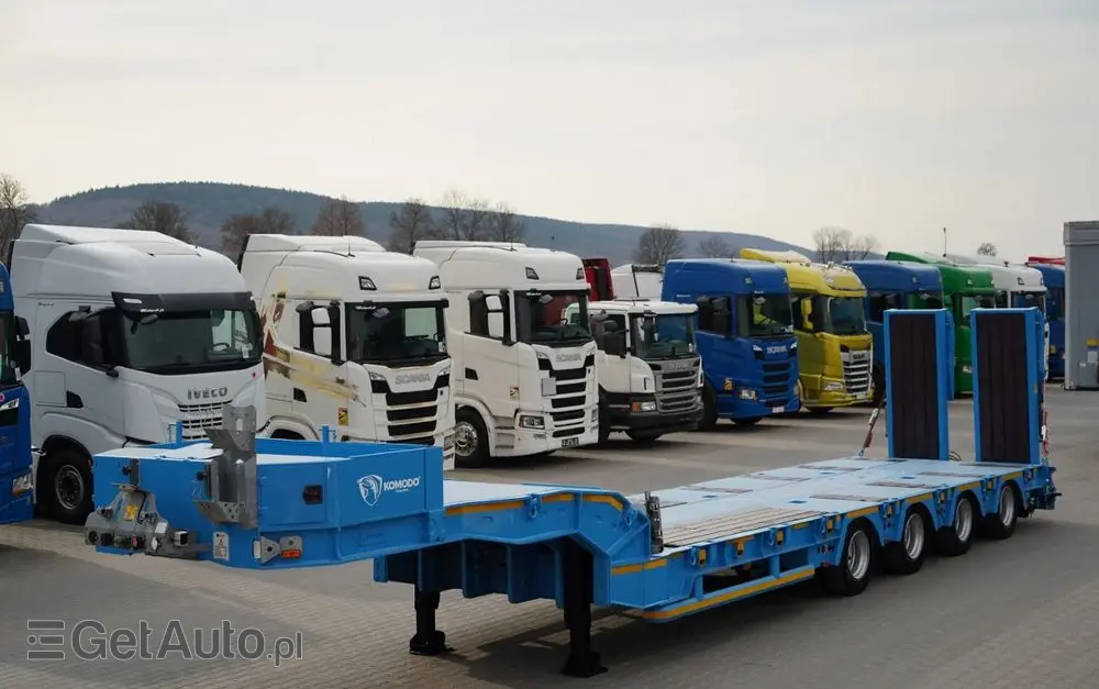 INNY KOMODO / KMD4 / NACZEPA LAWETA / NISKOPODWOZIE / OSIE SKRĘTNE / OŚ PODNOSZONA / NAJAZDY HYDRAULICZNE / 