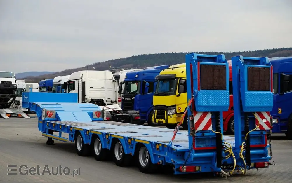 INNY KOMODO / KMD4 / NACZEPA LAWETA / NISKOPODWOZIE / OSIE SKRĘTNE / OŚ PODNOSZONA / NAJAZDY HYDRAULICZNE / 