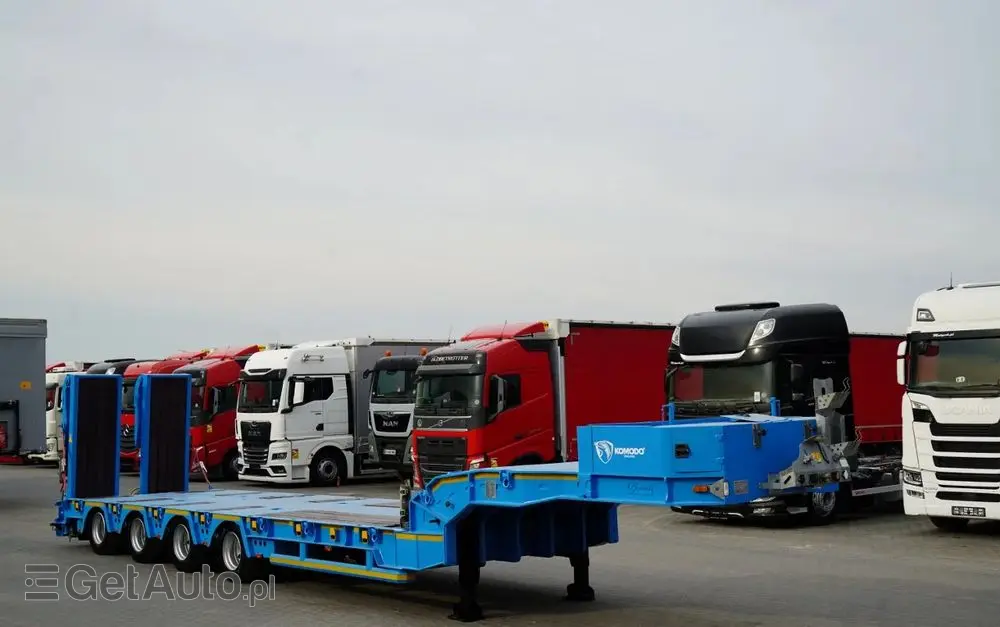 INNY KOMODO / KMD4 / NACZEPA LAWETA / NISKOPODWOZIE / OSIE SKRĘTNE / OŚ PODNOSZONA / NAJAZDY HYDRAULICZNE / 