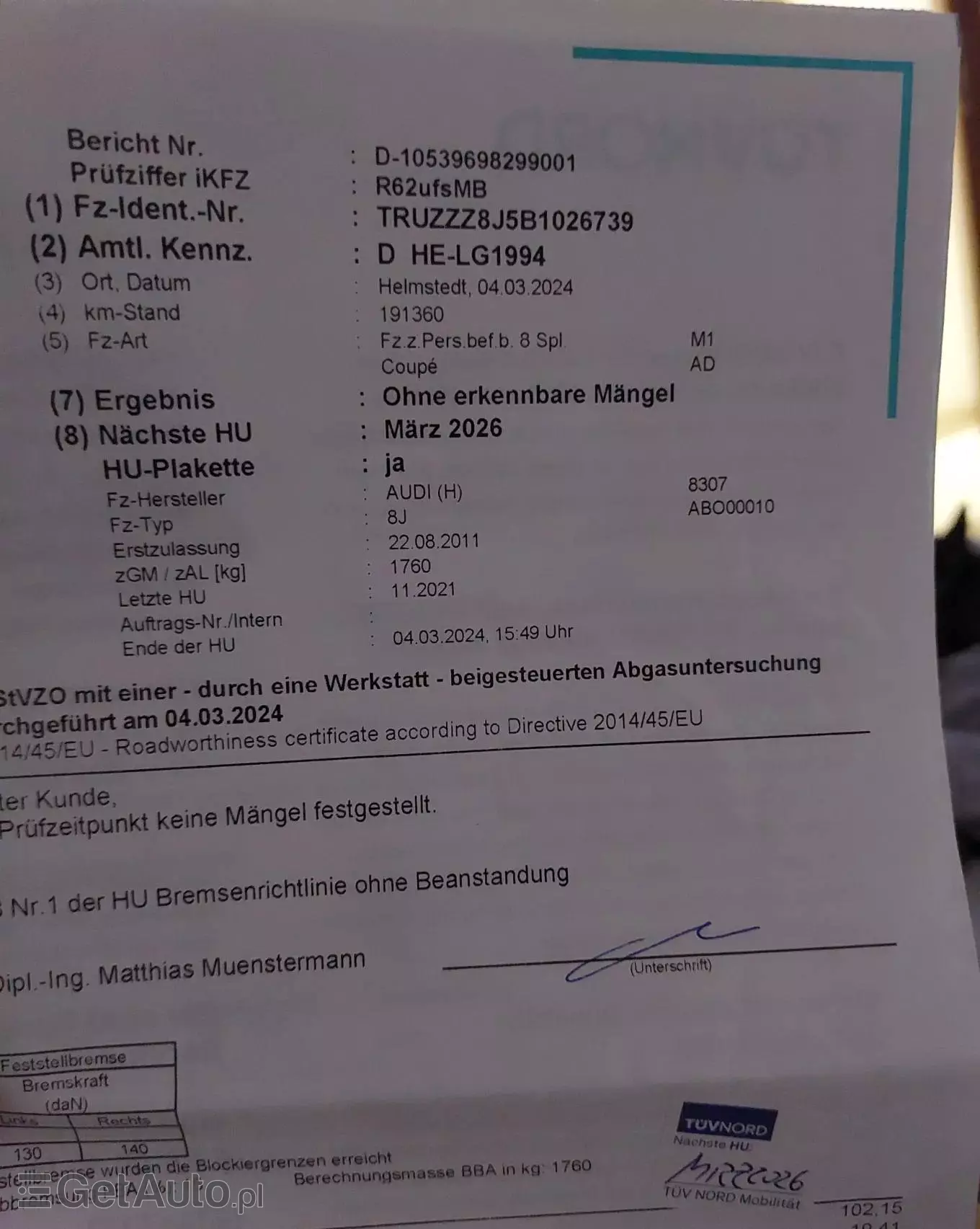 AUDI TT 2.0 TDI Quattro