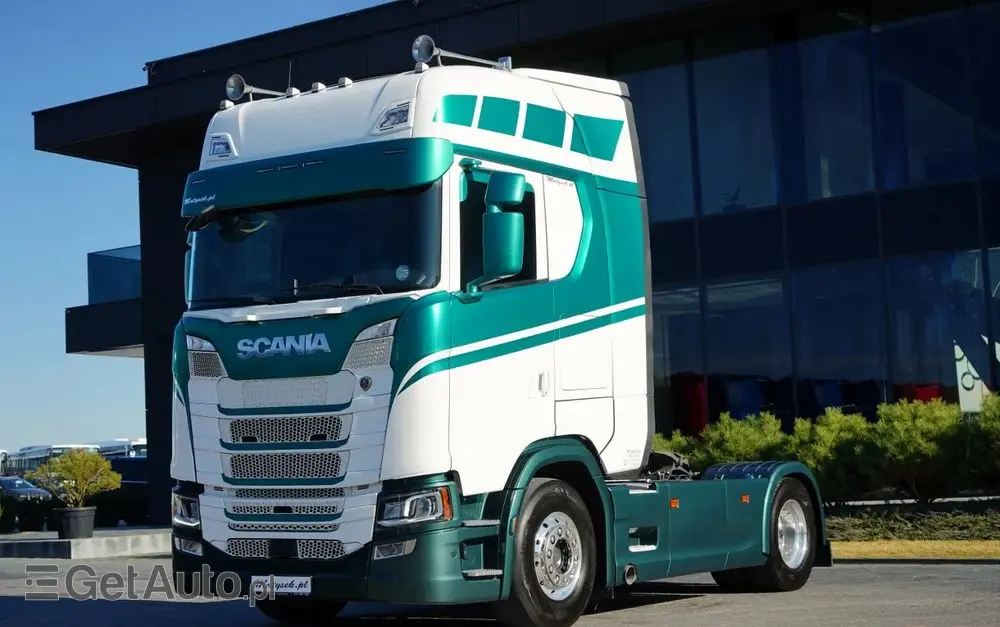 SCANIA S 500 / RETARDER / KLIMA POSTOJOWA / CAŁA NA PODUSZKACH /  ALUFELGI / SKÓRY / 