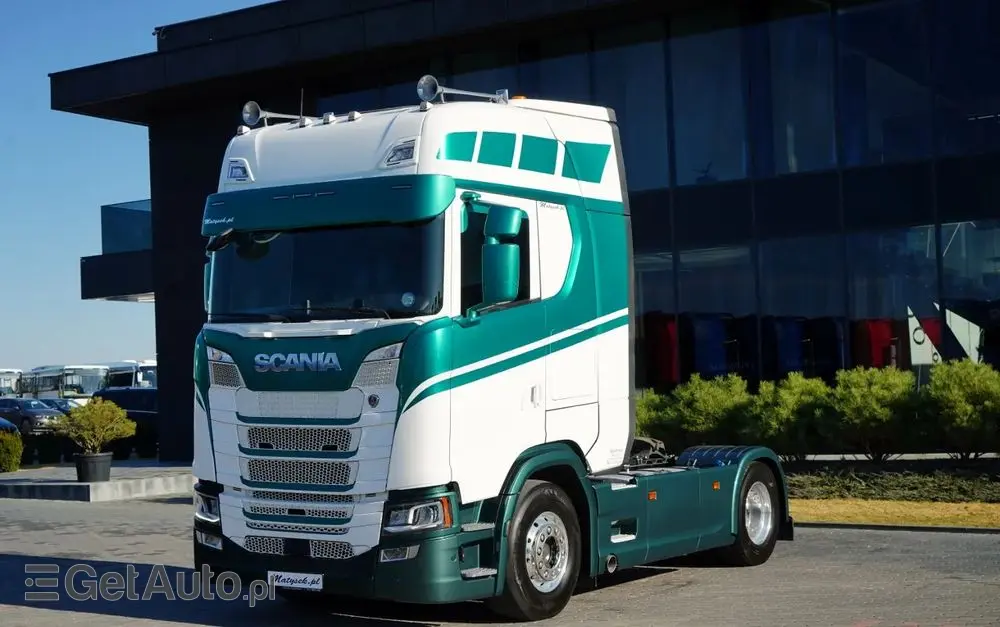 SCANIA S 500 / RETARDER / KLIMA POSTOJOWA / CAŁA NA PODUSZKACH /  ALUFELGI / SKÓRY / 