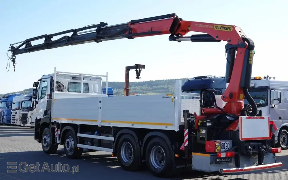 RENAULT C 430 / 8x4 / SKRZYNIOWY 7 M + HDS PALFINGER 33002 -wysów: 14,5 M / UDŹWIG 9800 KG / STEROWANIE RADIOWE / ROTATOR / EURO 6 