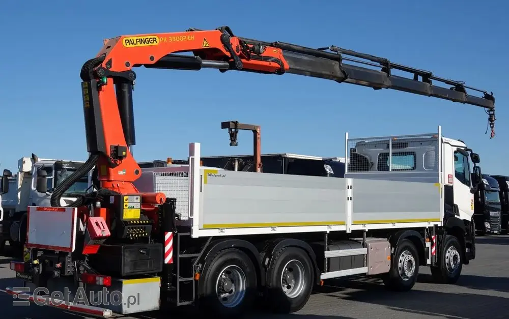 RENAULT C 430 / 8x4 / SKRZYNIOWY 7 M + HDS PALFINGER 33002 -wysów: 14,5 M / UDŹWIG 9800 KG / STEROWANIE RADIOWE / ROTATOR / EURO 6 