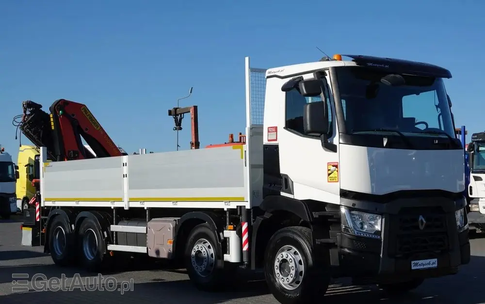 RENAULT C 430 / 8x4 / SKRZYNIOWY 7 M + HDS PALFINGER 33002 -wysów: 14,5 M / UDŹWIG 9800 KG / STEROWANIE RADIOWE / ROTATOR / EURO 6 