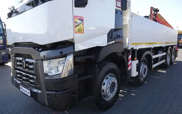 RENAULT C 430 / 8x4 / SKRZYNIOWY 7 M + HDS PALFINGER 33002 -wysów: 14,5 M / UDŹWIG 9800 KG / STEROWANIE RADIOWE / ROTATOR / EURO 6 