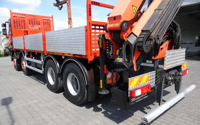 RENAULT C 430 / 8x4 / SKRZYNIOWY 7 M + HDS PALFINGER PK 24001-K C / WYSÓW 12,5M / STEROWANIE RADIOWE / WIDŁY / ROTATOR / SPROWADZONY 