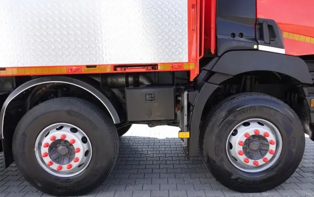 RENAULT C 430 / 8x4 / SKRZYNIOWY 7 M + HDS PALFINGER PK 24001-K C / WYSÓW 12,5M / STEROWANIE RADIOWE / WIDŁY / ROTATOR / SPROWADZONY 