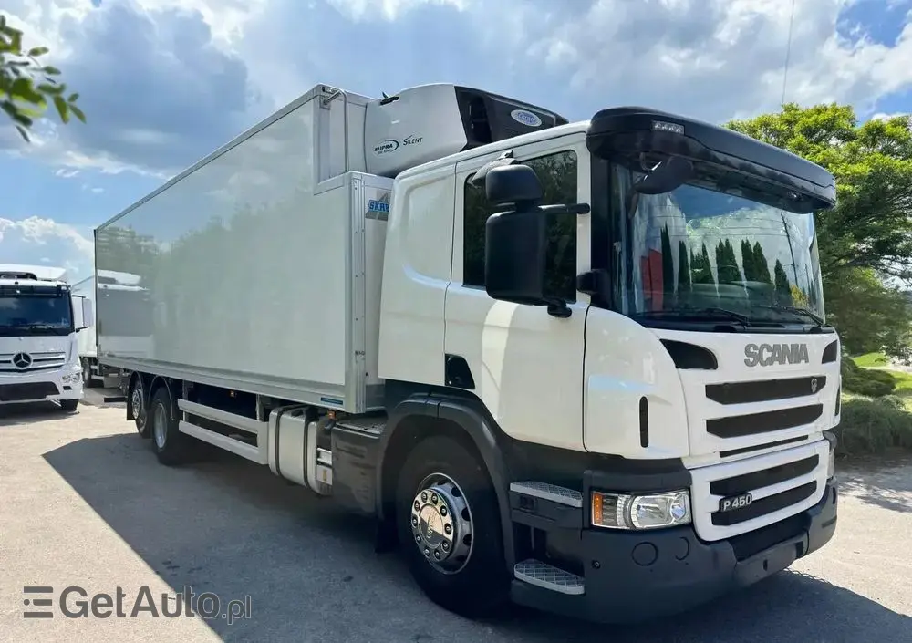 SCANIA Scania P 450 / CHŁODNIA + WINDA / 23 PALETY / EURO6 / OŚ SKRĘTNA / CARRIER/ ASO 