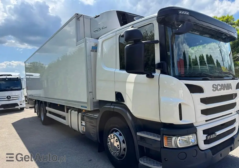 SCANIA Scania P 450 / CHŁODNIA + WINDA / 23 PALETY / EURO6 / OŚ SKRĘTNA / CARRIER/ ASO 