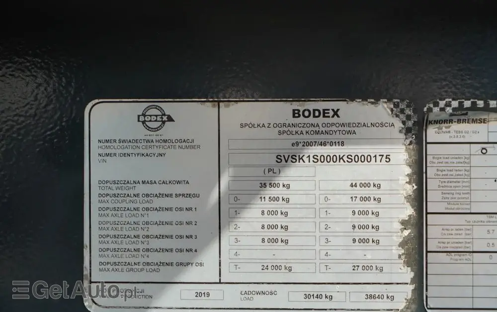 BODEX WYWROTKA 25 m3 / ALUMINIOWA / 2X OŚ PODNOSZONA / 5 300 KG / ALUFELGI / 