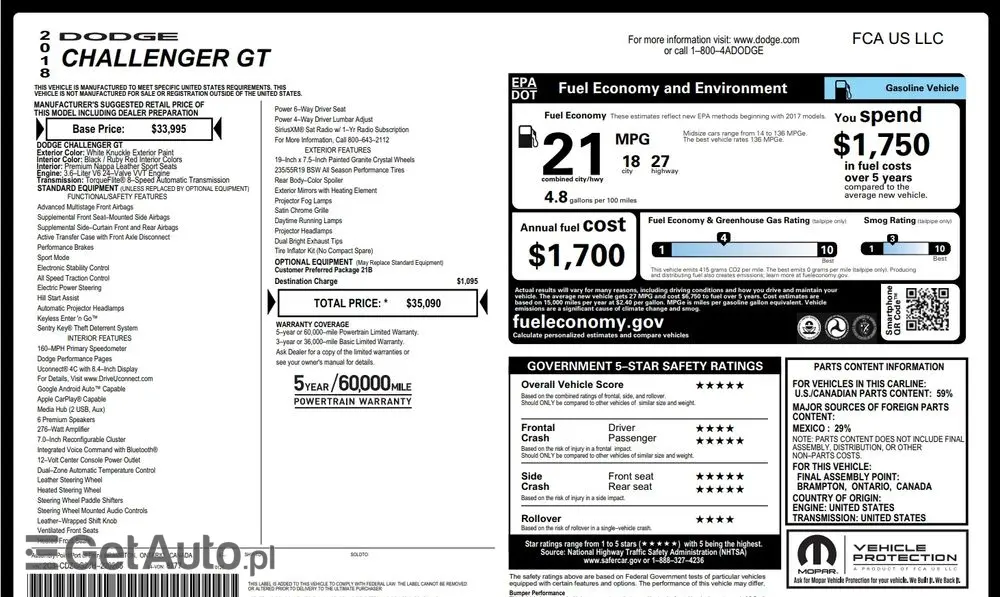 DODGE Challenger Automatik SXT Plus
