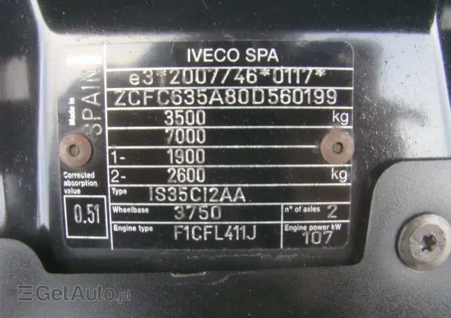 IVECO DAILY 35 C 15 3.0TDI FIRANA Z PRAWEJ STRONY 3.5T DMC WINDA 