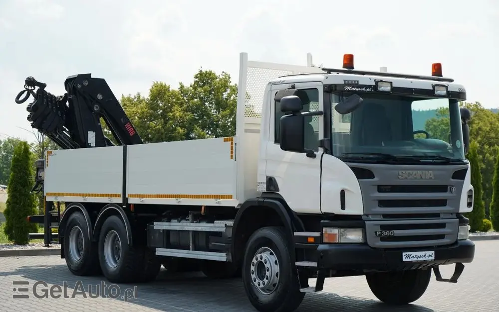 SCANIA P360 / 6X4 / SKRZYNIOWY 4.85 + HDS HIAB 211 E-6 HIDUO / UDŹWIG 7100KG / MAX WYSÓW 16.5 M / STEROWANIE RADIOWE 