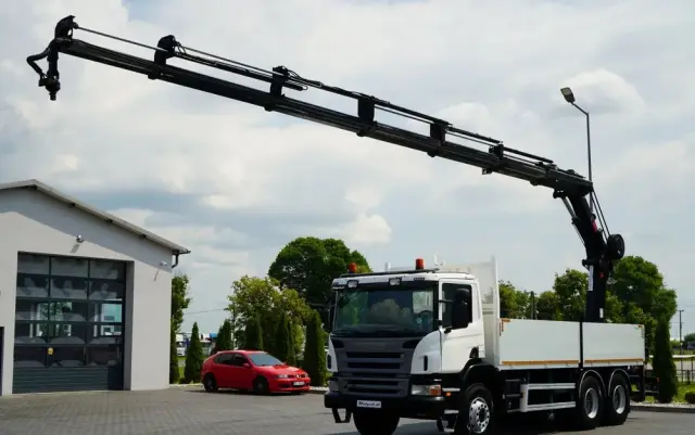 SCANIA P360 / 6X4 / SKRZYNIOWY 4.85 + HDS HIAB 211 E-6 HIDUO / UDŹWIG 7100KG / MAX WYSÓW 16.5 M / STEROWANIE RADIOWE 