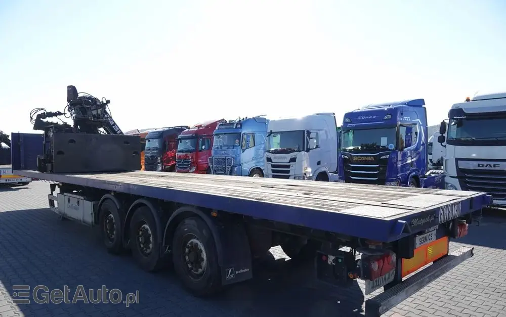 LECITRAILER NACZEPA PLATFORMA / + HDS HIAB 220 R F4- WYSÓW : 10 METRÓW 