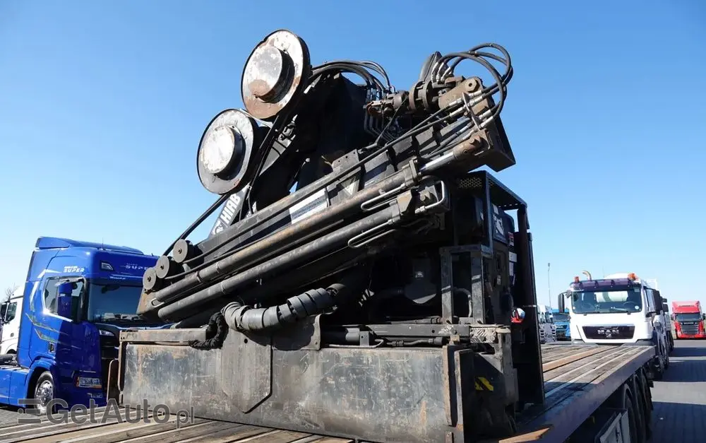 LECITRAILER NACZEPA PLATFORMA / + HDS HIAB 220 R F4- WYSÓW : 10 METRÓW 