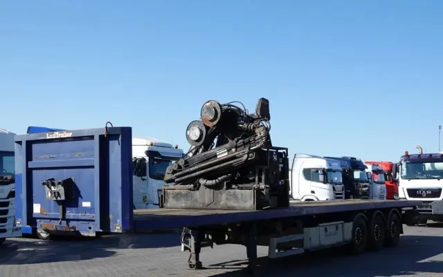 LECITRAILER NACZEPA PLATFORMA / + HDS HIAB 220 R F4- WYSÓW : 10 METRÓW 