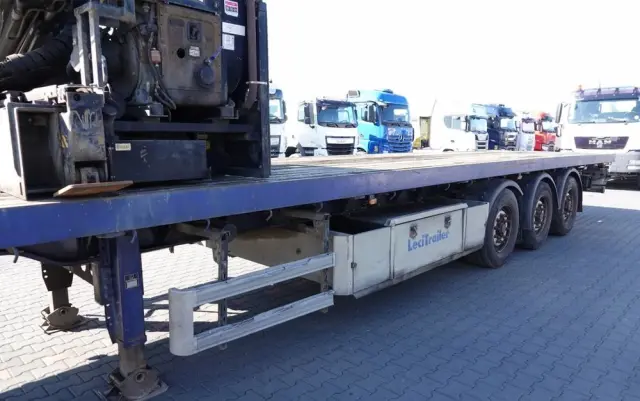 LECITRAILER NACZEPA PLATFORMA / + HDS HIAB 220 R F4- WYSÓW : 10 METRÓW 