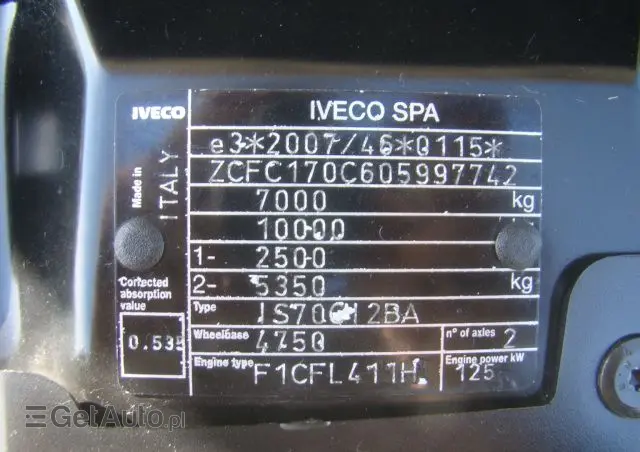 IVECO DAILY 70 C 18 3.0TDI 5.45M WINDA 1000KG 