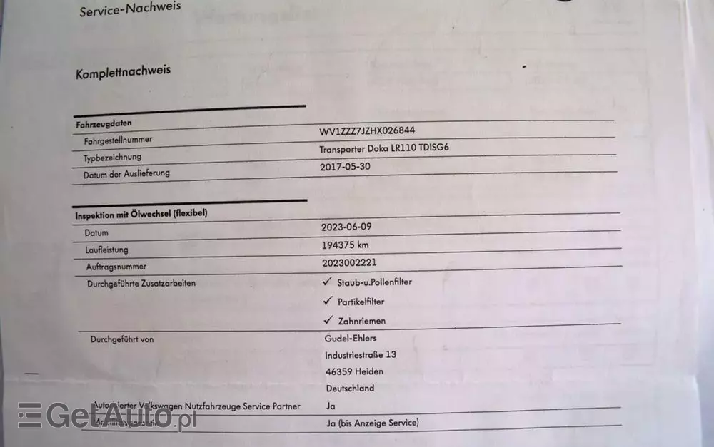 VOLKSWAGEN TRANSPORTER T6 DOKA 