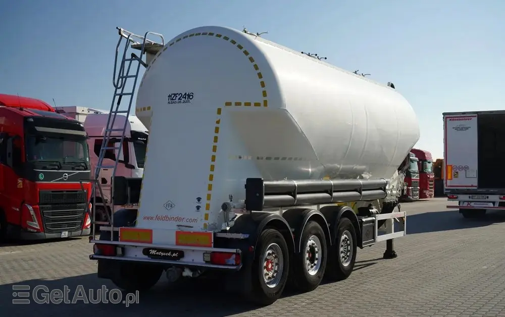 FELDBINDER CEMENTONACZEPA / 3 KOMORY / 37 000 L / SILOS / DO MATERIAŁÓW SYPKICH / OŚ PODNOSZONA / SAF / ALUFELGI 