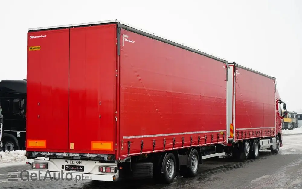 DAF FH 460 / ZESTAW TANDEM / 120 M3 / PRZEJAZDOWY / I-SAVE / KLIMATYZACJA POSTOJOWA / OŚ PODNOSZONA / OŚ SKRĘTNA / PLANDEKA ZBROJONA 