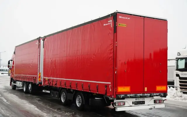 DAF FH 460 / ZESTAW TANDEM / 120 M3 / PRZEJAZDOWY / I-SAVE / KLIMATYZACJA POSTOJOWA / OŚ PODNOSZONA / OŚ SKRĘTNA / PLANDEKA ZBROJONA 