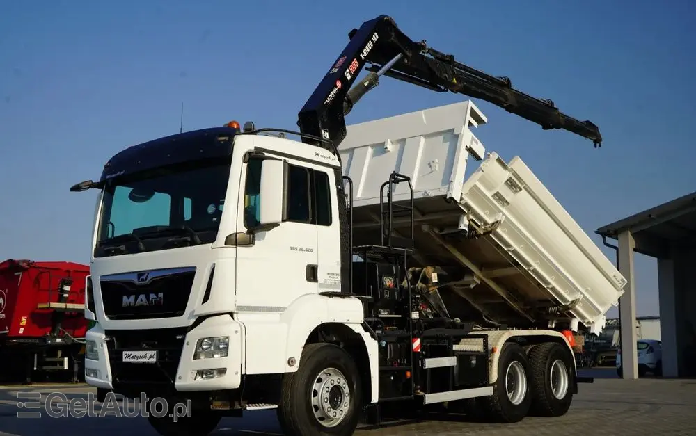 MAN TGS 26.420 / 6x4 / WYWROTKA 2 STRONNA / HYDROBURTA / BORDMATIC + HDS HIAB 188 B-3 / ROTATOR / CHWYTAK / PILOT / EURO 6 