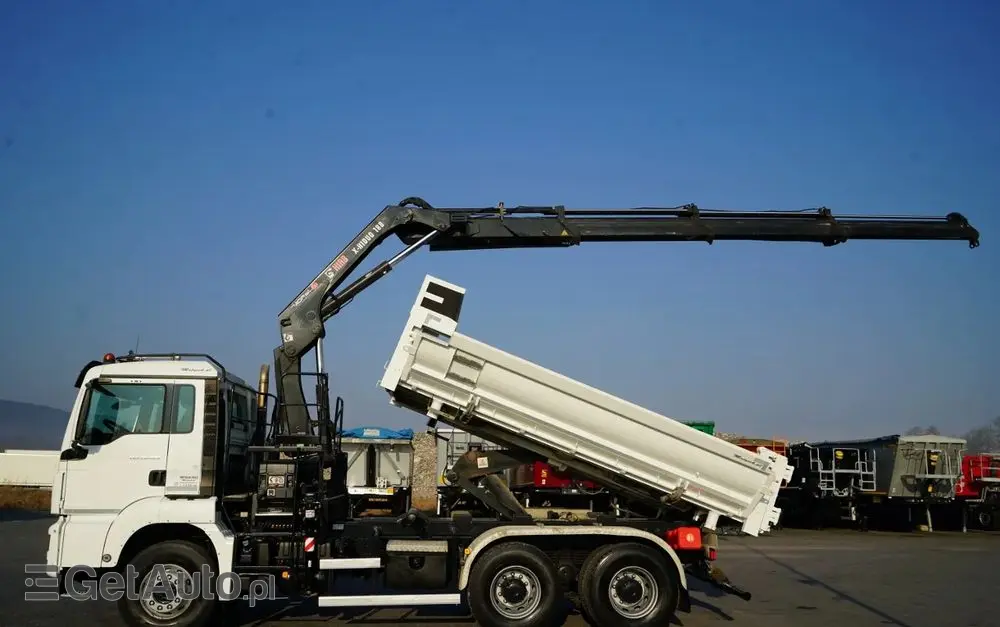 MAN TGS 26.420 / 6x4 / WYWROTKA 2 STRONNA / HYDROBURTA / BORDMATIC + HDS HIAB 188 B-3 / ROTATOR / CHWYTAK / PILOT / EURO 6 