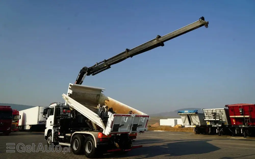 MAN TGS 26.420 / 6x4 / WYWROTKA 2 STRONNA / HYDROBURTA / BORDMATIC + HDS HIAB 188 B-3 / ROTATOR / CHWYTAK / PILOT / EURO 6 