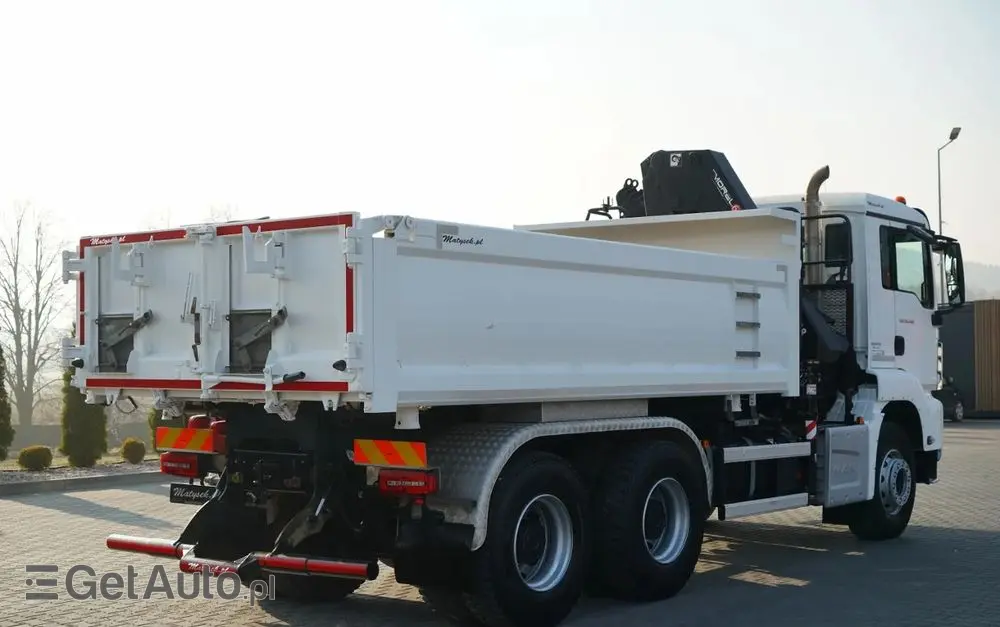 MAN TGS 26.420 / 6x4 / WYWROTKA 2 STRONNA / HYDROBURTA / BORDMATIC + HDS HIAB 188 B-3 / ROTATOR / CHWYTAK / PILOT / EURO 6 