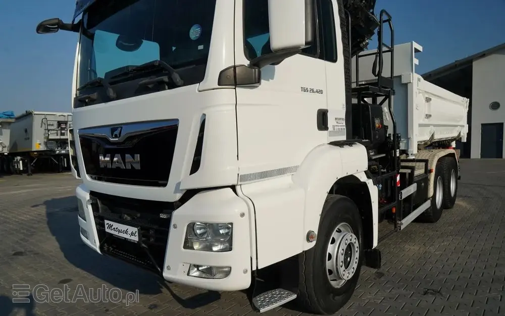 MAN TGS 26.420 / 6x4 / WYWROTKA 2 STRONNA / HYDROBURTA / BORDMATIC + HDS HIAB 188 B-3 / ROTATOR / CHWYTAK / PILOT / EURO 6 