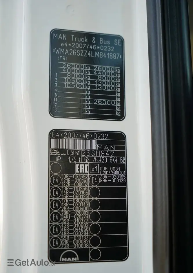 MAN TGS 26.420 / 6x4 / WYWROTKA 2 STRONNA / HYDROBURTA / BORDMATIC + HDS HIAB 188 B-3 / ROTATOR / CHWYTAK / PILOT / EURO 6 