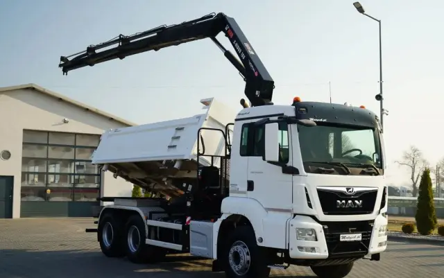 MAN TGS 26.420 / 6x4 / WYWROTKA 2 STRONNA / HYDROBURTA / BORDMATIC + HDS HIAB 188 B-3 / ROTATOR / CHWYTAK / PILOT / EURO 6 