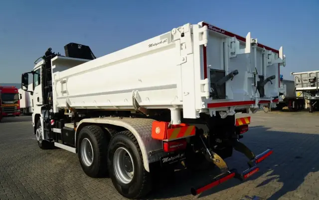 MAN TGS 26.420 / 6x4 / WYWROTKA 2 STRONNA / HYDROBURTA / BORDMATIC + HDS HIAB 188 B-3 / ROTATOR / CHWYTAK / PILOT / EURO 6 
