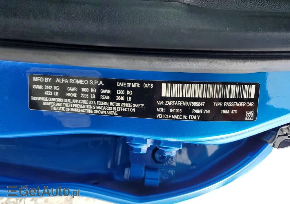 ALFA ROMEO Giulia 2.0 Turbo 16V AT8-Q4 Veloce Ti